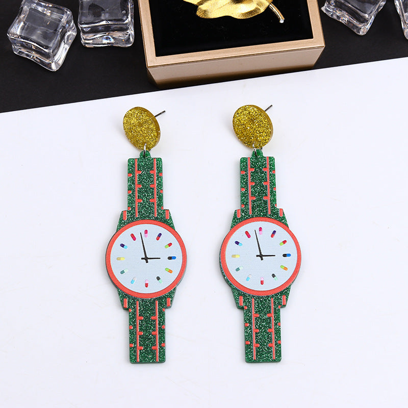 Wholesale Vintage Watch Acrylic Earrings